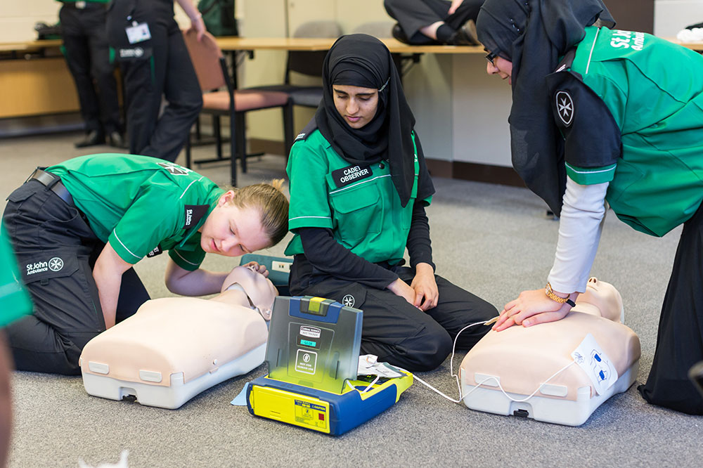 Cadets learning CPR.